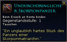 Undurchdringlicher Skorpionpanzer